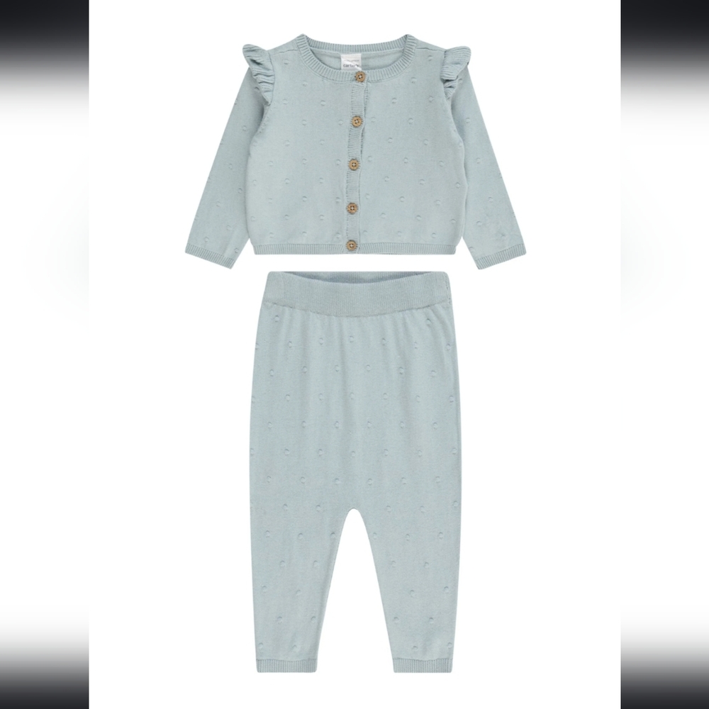 Carter's Baby Girls 2-Piece Cardigan & Pant Set 6M Blue